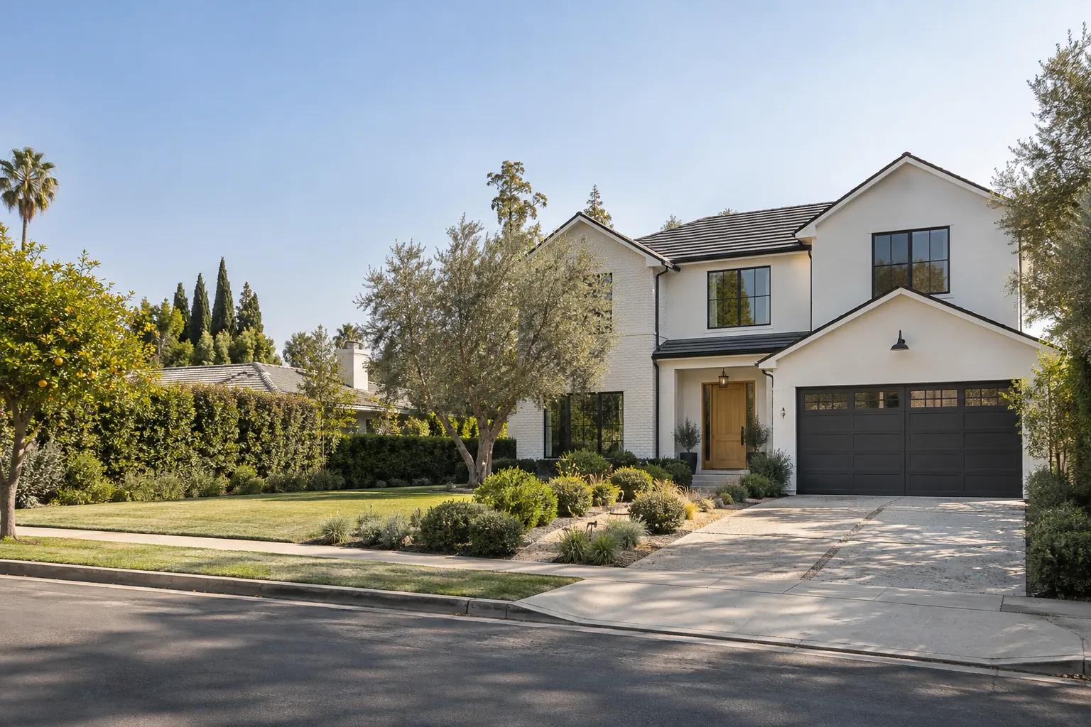 Illustrative image of a Southern California modern farmhouse-style residence—not a listing.